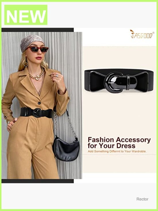 Vintage Chunky Buckle Wide Stretch Waist Belt - Faux Leather High Stretch main image 7